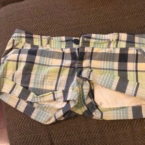 Blue green plaid shorts